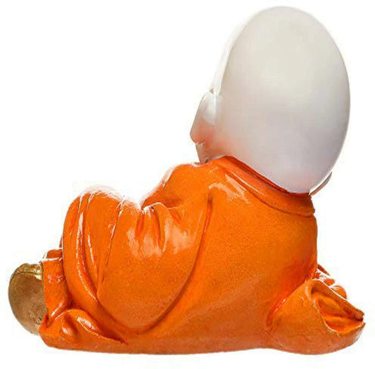 Miss Peach Handicraft Meditating Baby laughing buddha Statue For Home Decor| Decorative Showpiece - 13 cm (Polyresin, Multicolor)