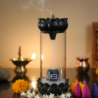 AVsivm Lord Shiva Smoke Shivling Fountain With 10 coines/Dhoop Free Decorative Showpiece  -  20 cm (Ceramic, Black)