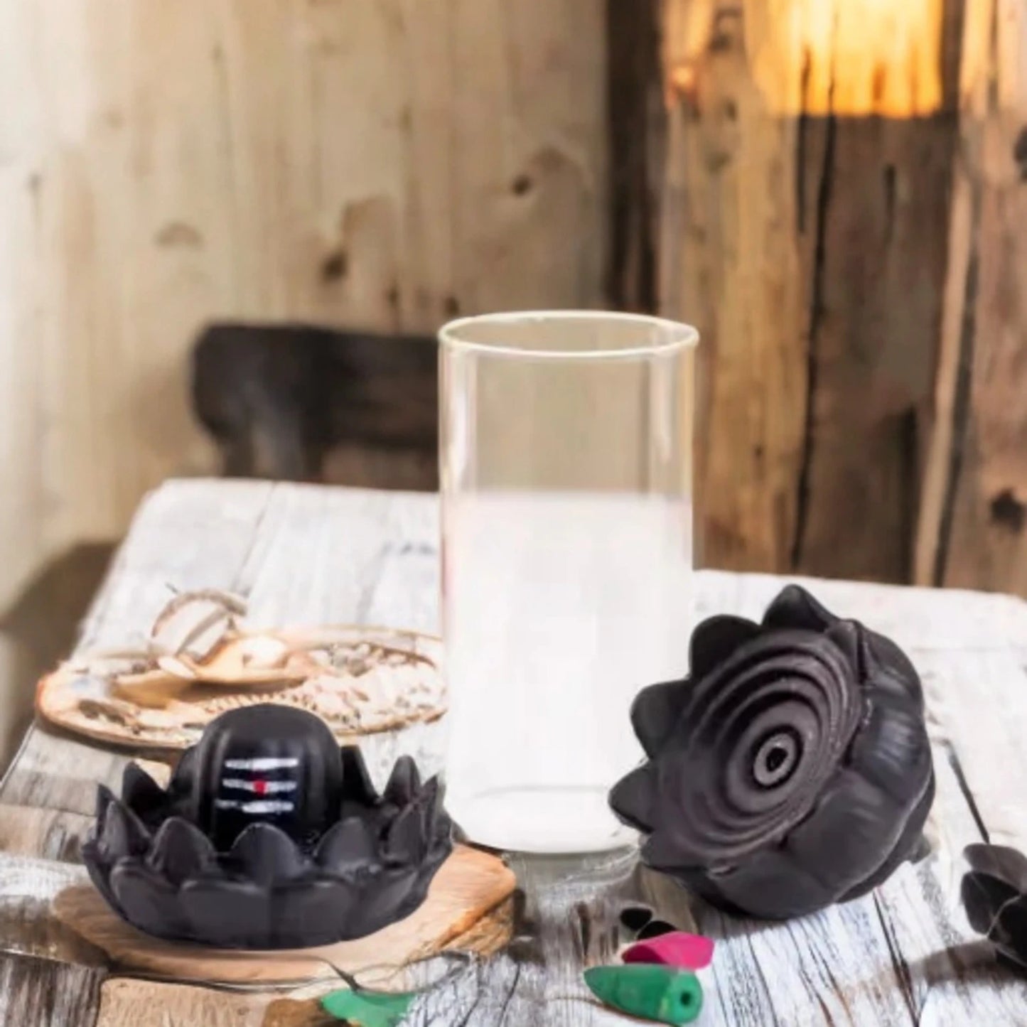 AVsivm Lord Shiva Smoke Shivling Fountain With 10 coines/Dhoop Free Decorative Showpiece  -  20 cm (Ceramic, Black)