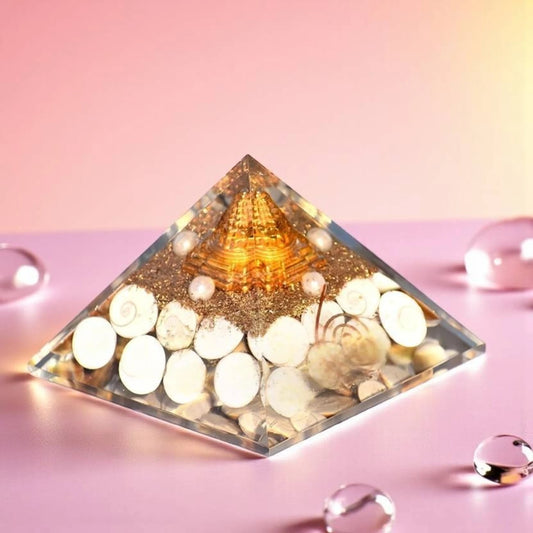 Sacred Sutra Orgonite Pyramid Crystal Healing for Energy Balance, Reiki, Vastu Decorative Showpiece  -  7 cm (Crystal, Multicolor)