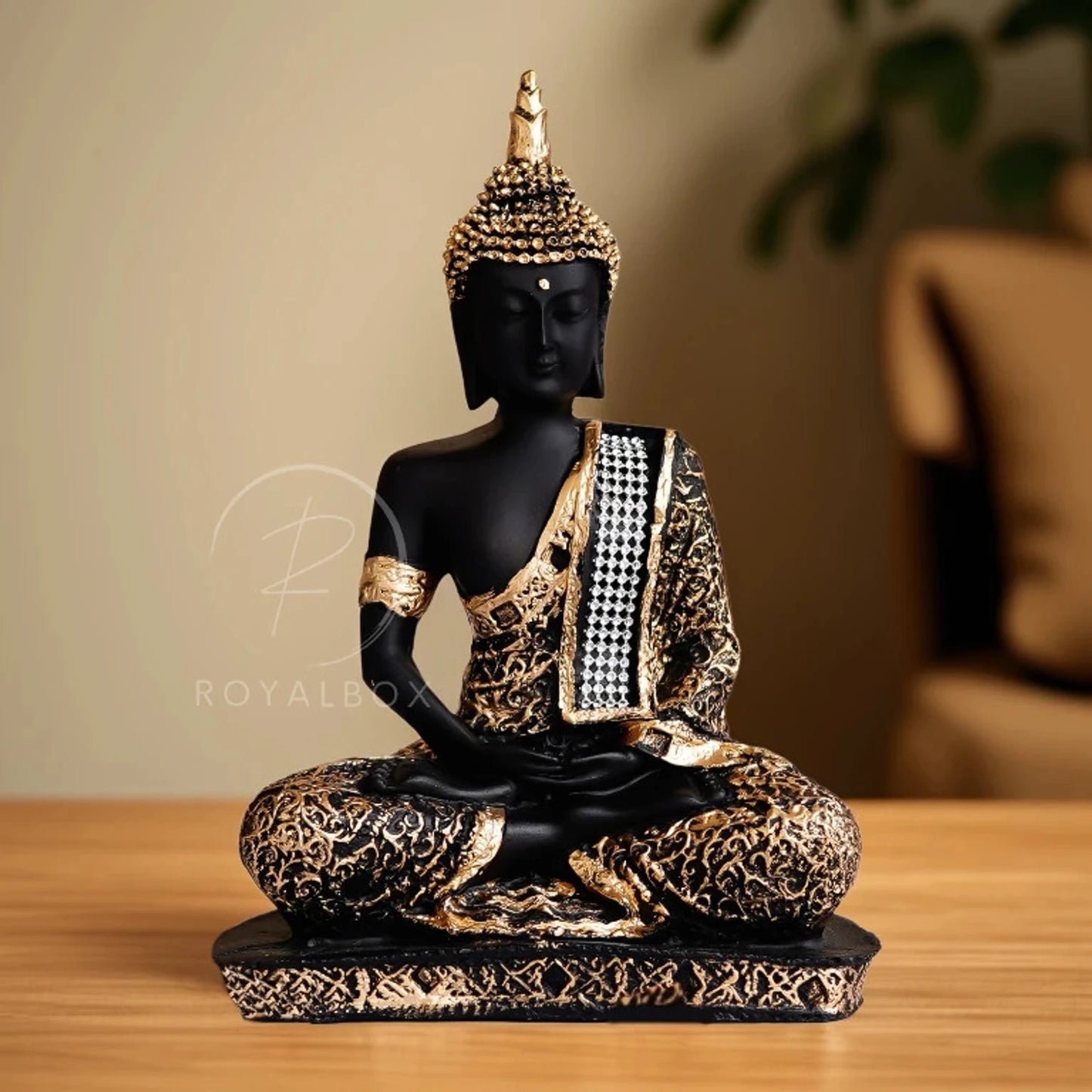 Royal Box Meditating Buddha Idol Black