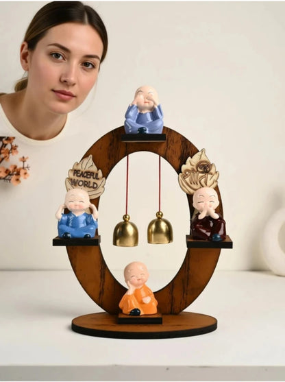Vaka Trends Decorative Showpiece  -  20 cm (Wood, Stone, Multicolor)