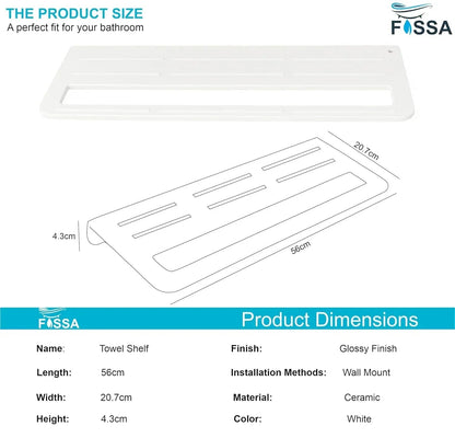 Ceramic Wall Mounted Towel Shelf White Quartz (RW-126)