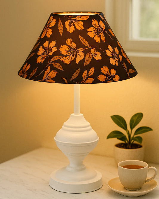 Glowhere Farmhouse Matte Table Lamp, Black Cone Fabric For Bedroom and Living Room (40.6cm)