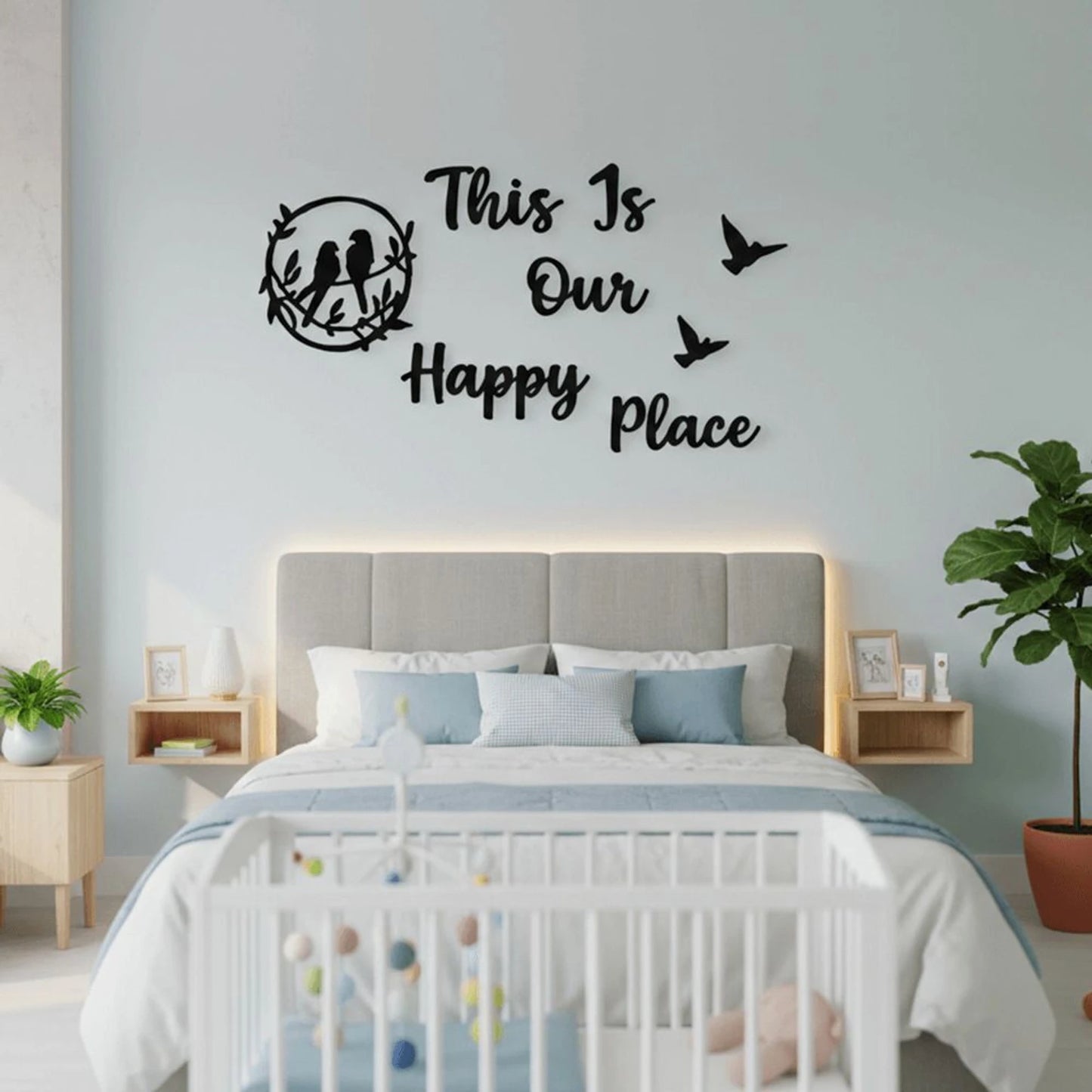 This is our Happy place wall decor for bedroom and living room