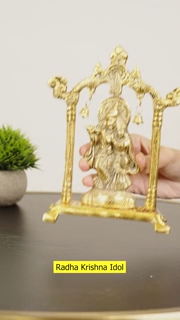 Chhariya Crafts Metal Radha Krishna for Home Showpiece - 18 cm (Metal, Gold)